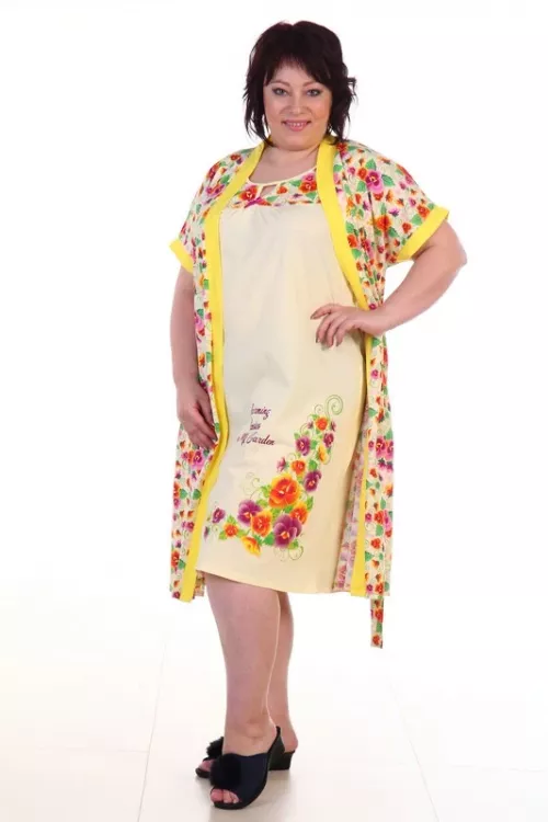 Комплект женский 3-104 Анютины глазки (лимон)