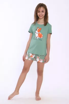 Пижама детская Корги на зеленом последний размер