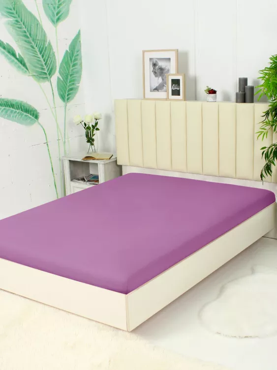 Простыня трикотажная на резинке - Сирень