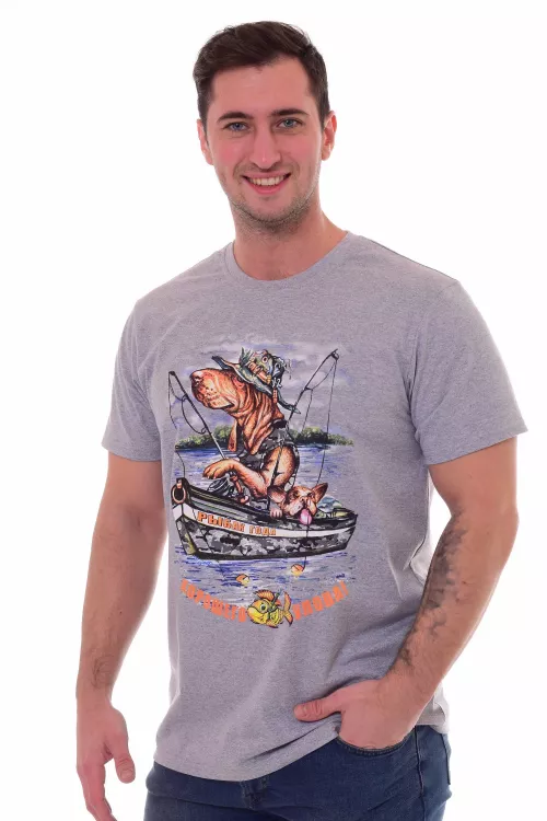 Футболка мужская 9-128а (серый-меланж)