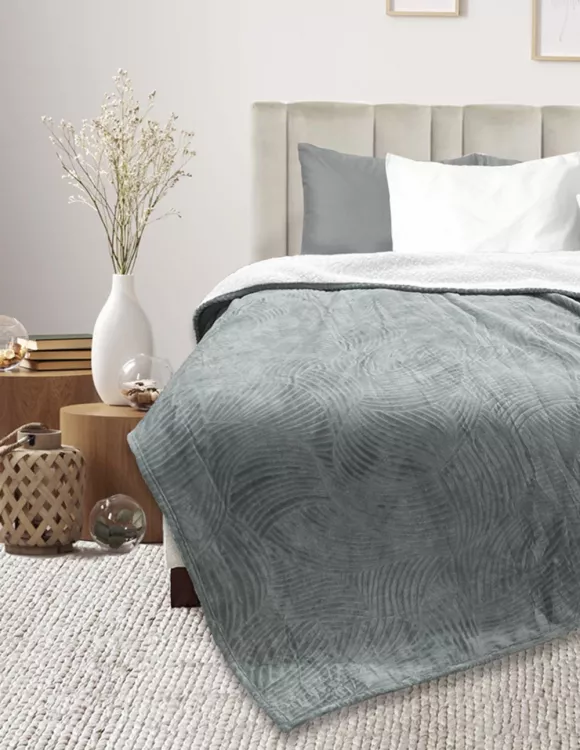 Покрывало-плед велсофт Флайфи ФФ-071 светло-серый