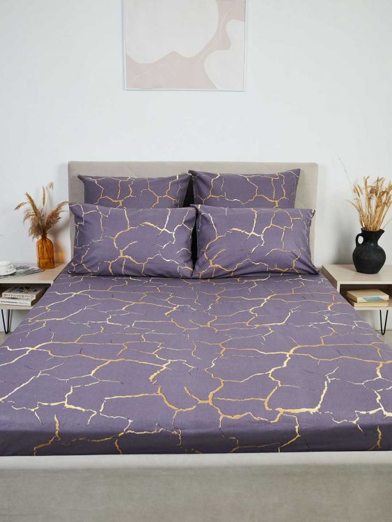 Простыня бязь на резинке - Кракле, цвет серый