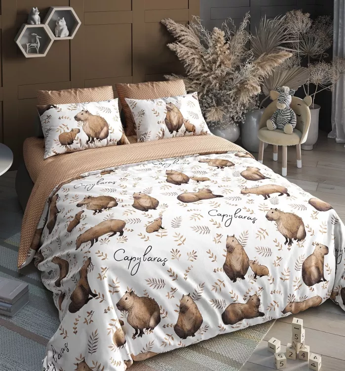 Капибары(светлый) КПБ поплин подростковый