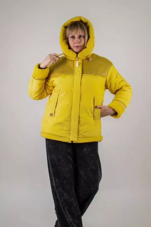 Куртка 313 с верблюжьей шерстью желтый последний размер