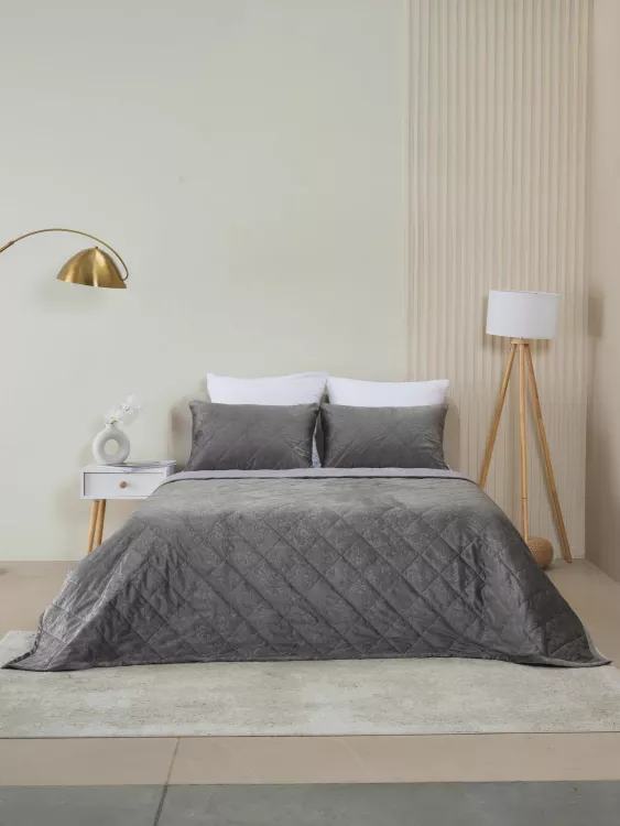 Набор покрывало и чехлы на подушку - Кристалл, цвет графит