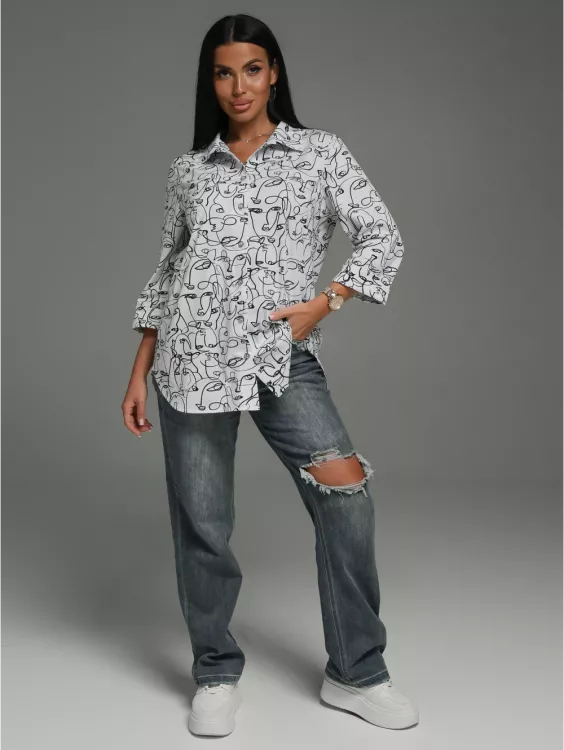 Жанетта туника женская (графика белая)