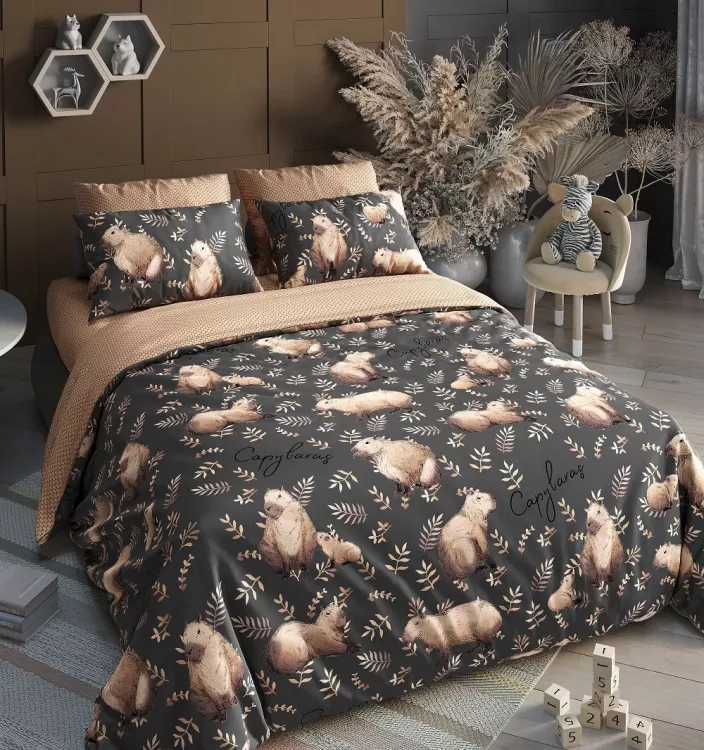 Капибары(темный) КПБ поплин подростковый