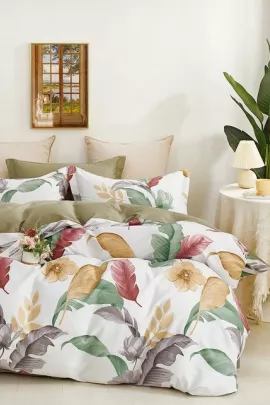 Постельное белье сатин элит на молнии - Листья тропиков