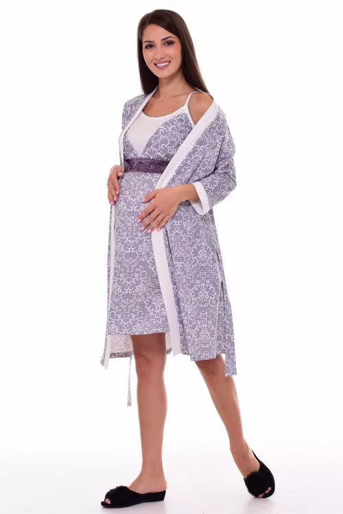 Пеньюар-двойка 13-02п для кормящих мам лиловый последний размер