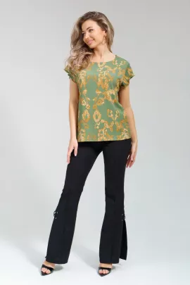 БЖ-08 НСД Блузка женская ( жатка набивка) Оливковый