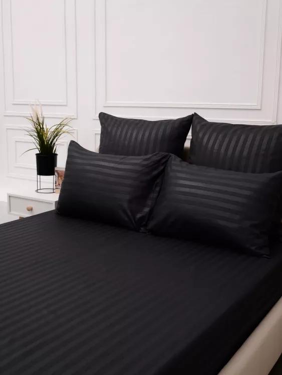 Простыня Микрофибра Страйп на резинке - Графит