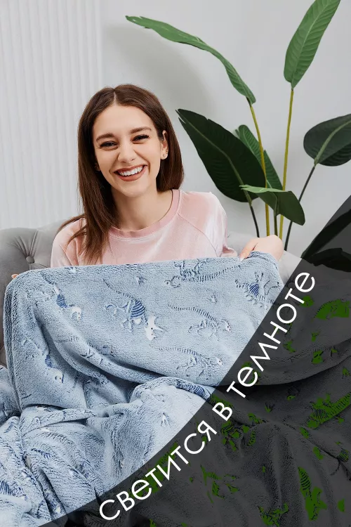 Плед велсофт ХТ-20-3 Динозавр светящийся