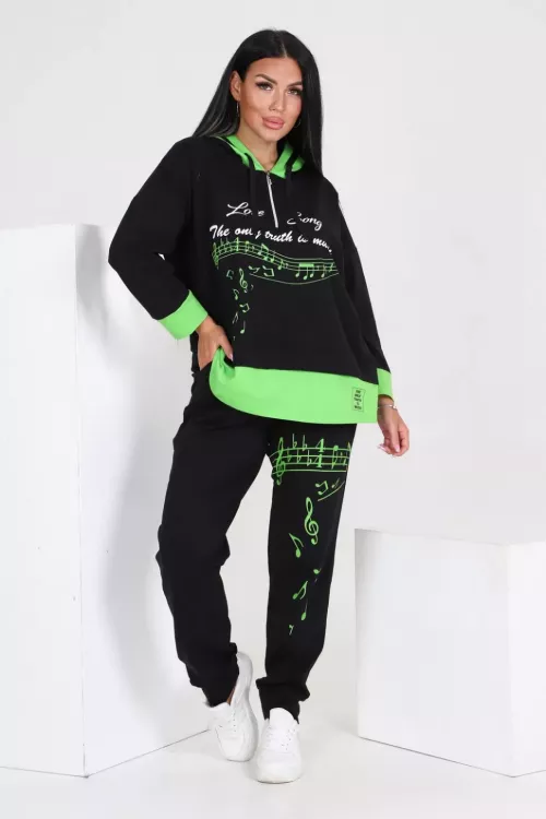 Костюм 89092 черный + салатовый последний размер