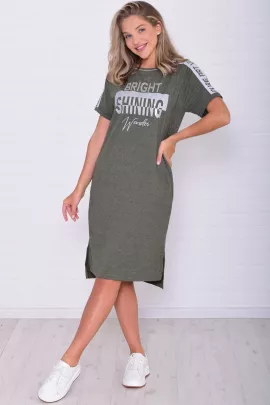 Платье женское 4-61 (хаки-меланж)