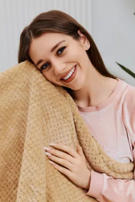 Плед велсофт ST-24 Соты-песок